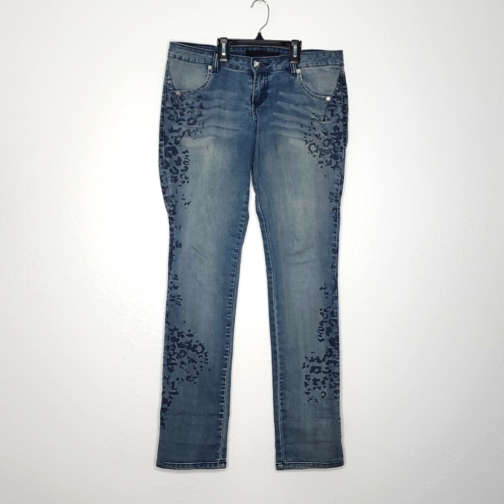 Material girl leopard print blue jeans